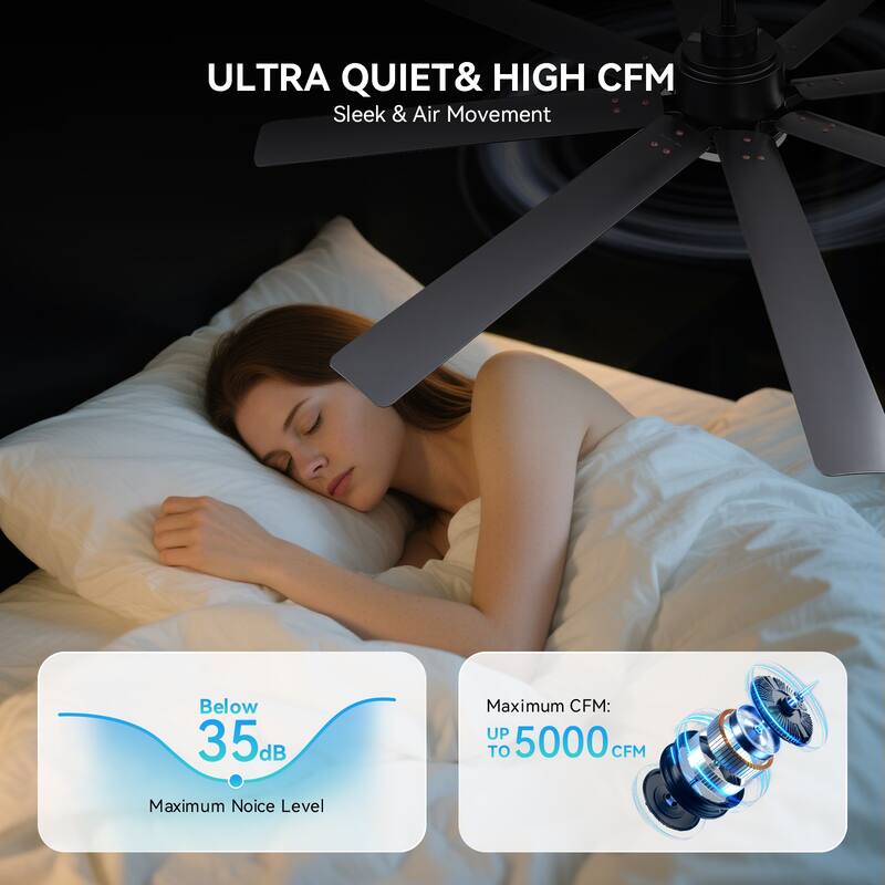 52 Inch Flush Mount Smart Ceiling Fan with Light, APP and Remote Control, Low Profile - 52 inch