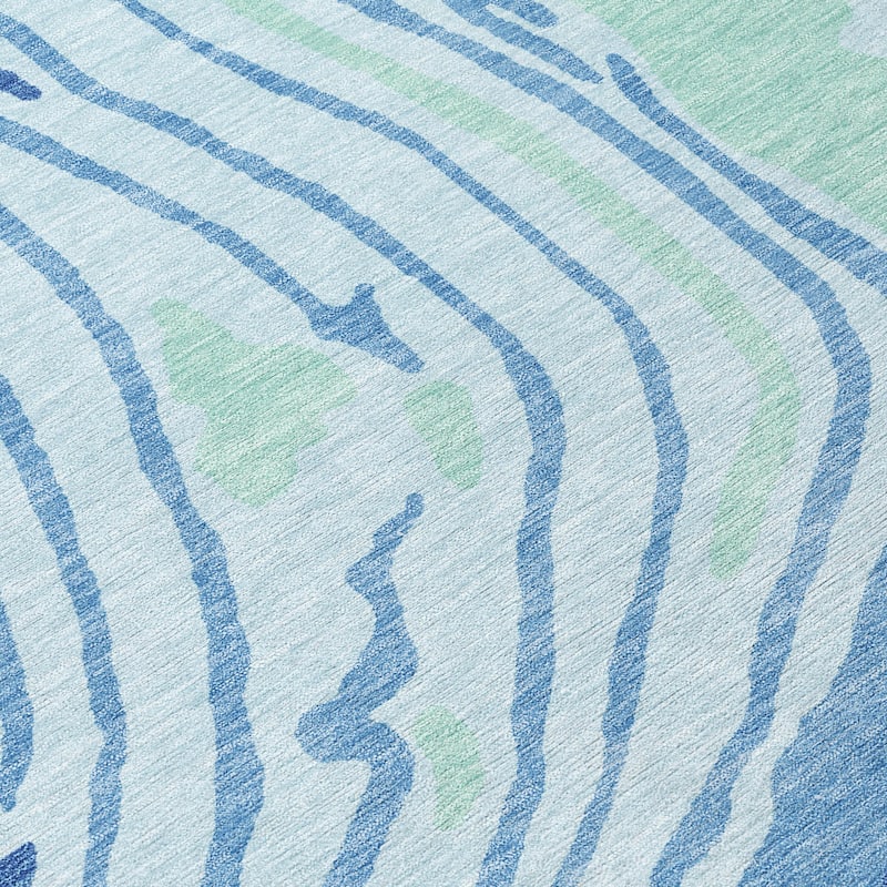 Machine Washable Indoor/ Outdoor Abstract Brushstrokes Chantille Rug