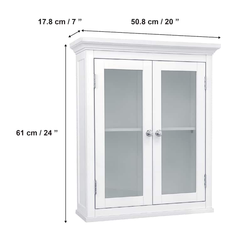 Teamson Home Madison Removable Two-Door Wall Cabinet with Glass Panels - 7"L x 20"W x 24"H