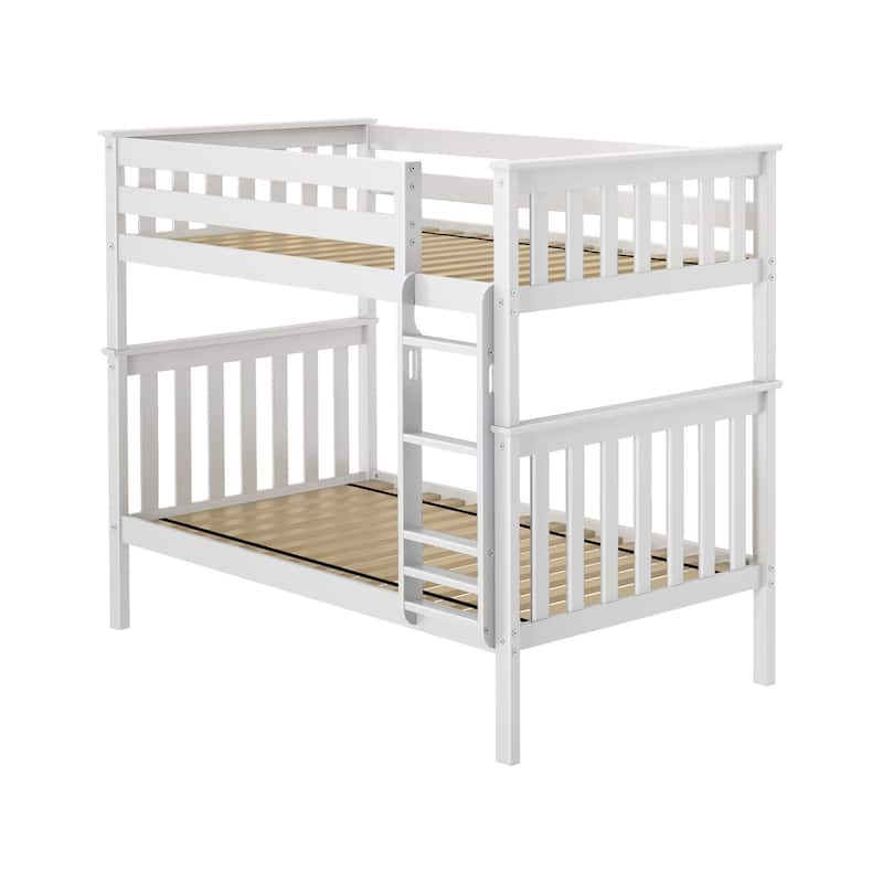 Now Furniture Solid Wood Twin Over Twin Bunk Bed with Straight Ladder