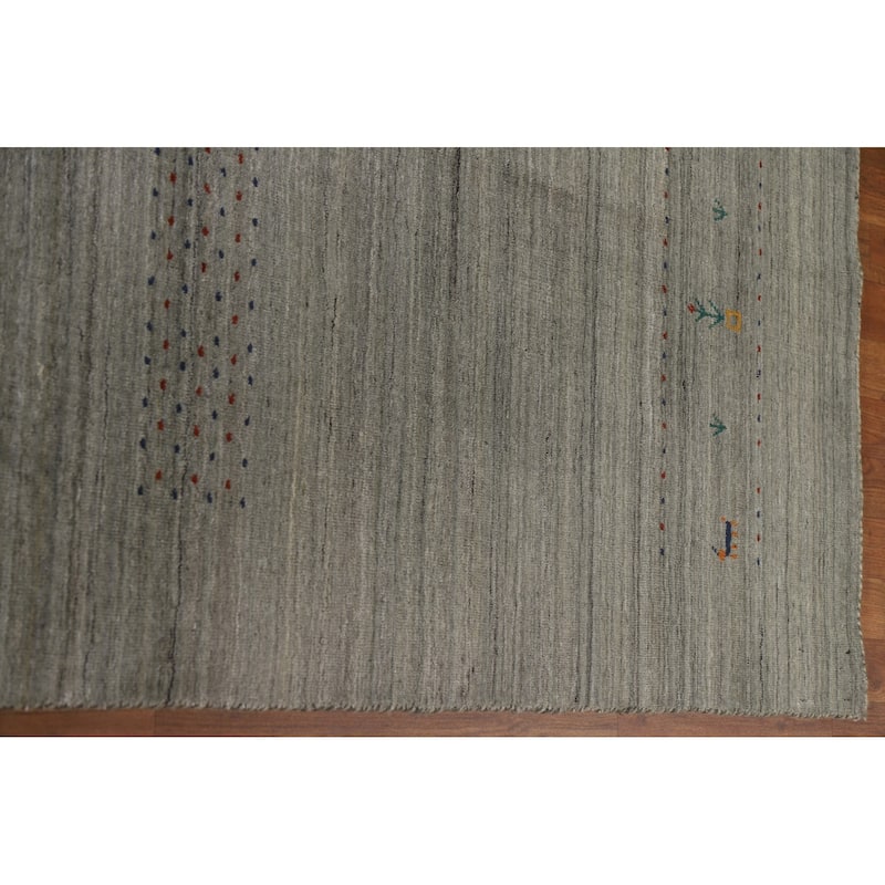 Striped Gabbeh Oriental Area Rug Handmade Green Wool Carpet - 8'10"x 11'7"