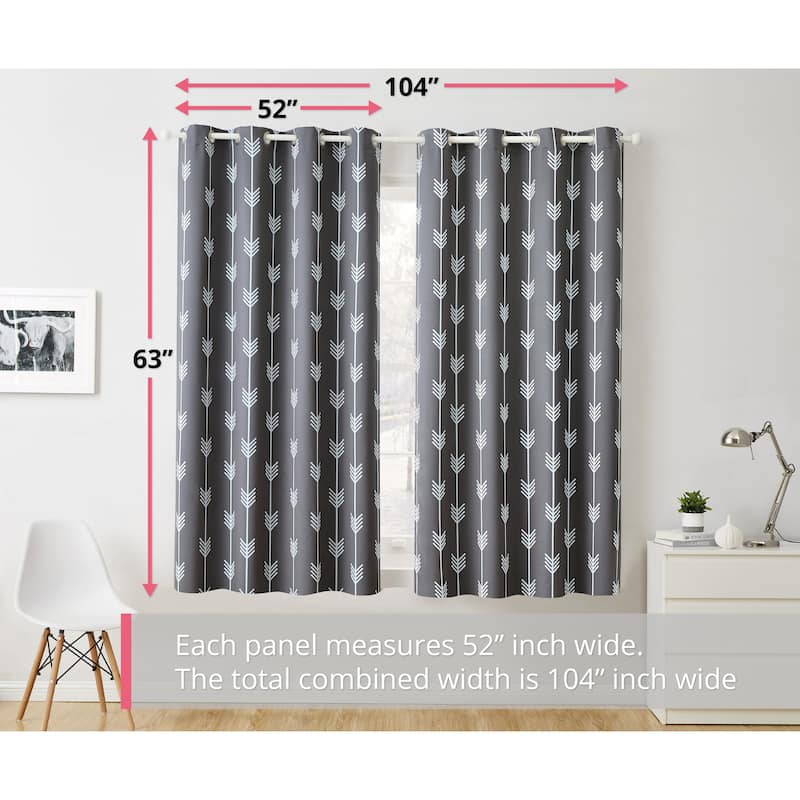 HLC.me Arrow Thermal Room Darkening Blackout Energy Efficient Window Curtain Grommet Panels - Set of 2
