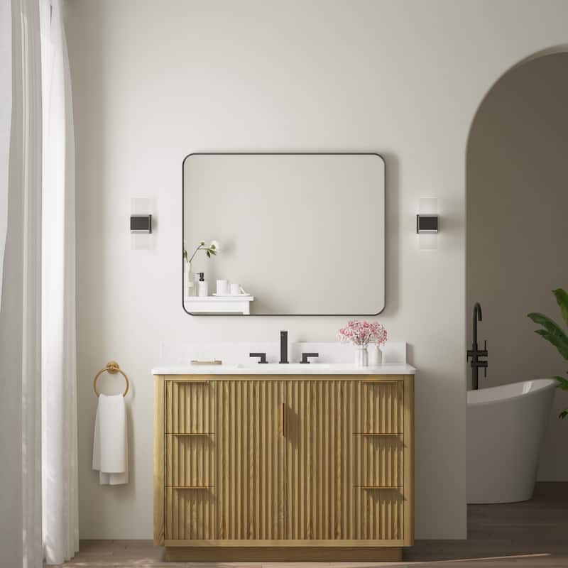 Modern Bathroom Rectangular Wall Mounted Anodized Aluminum Framed Vanity Mirror