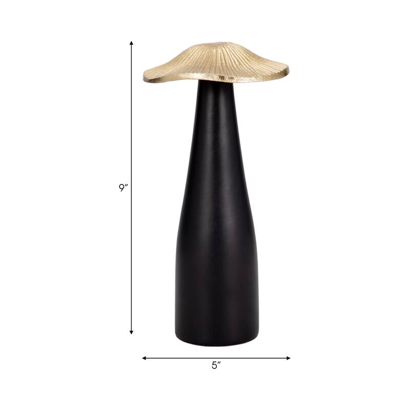 Sagebrook Home Metal, Mushroom Decor Black/Gold, Cylinder, Two-Tone