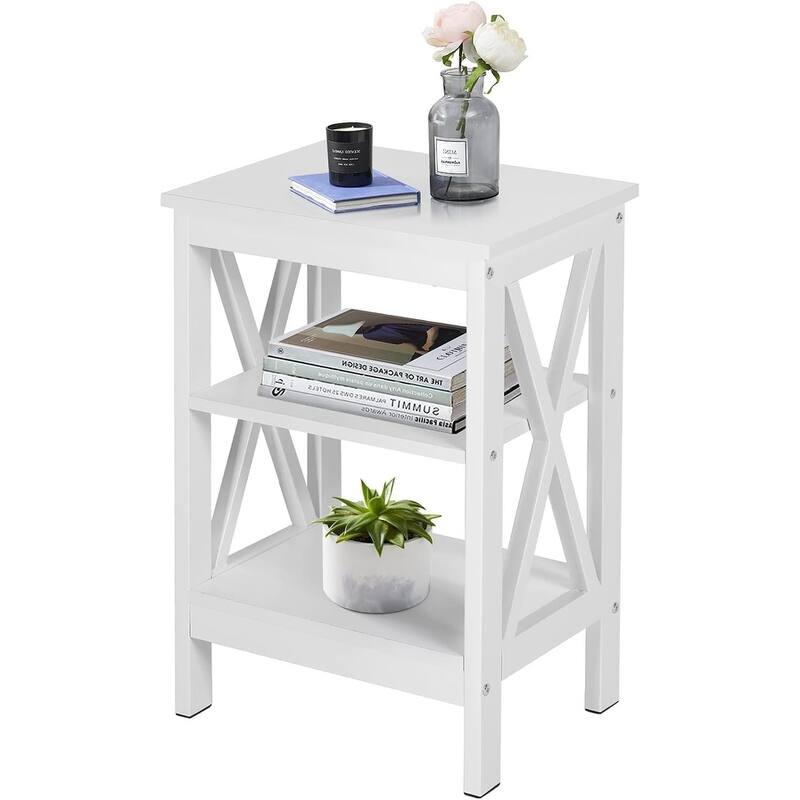 Modern Nightstand with 3-Tier Storage Shelves