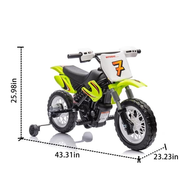 dimension image slide 1 of 3, 12V Kids Ride On Electric Toy Motorcycle,Rear suspension,Twist Grip Throttle,Slow Start,Removable training wheels