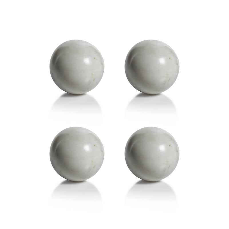 Monza White Marble Fill Decorative Balls, Set of 4