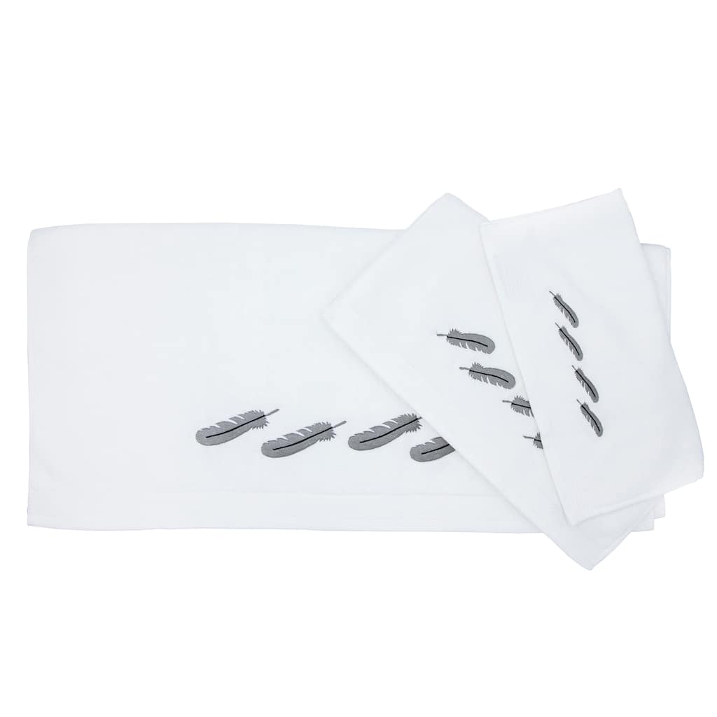 Paseo Road by HiEnd Accents Embroidered Feather Towel Set, 3PC