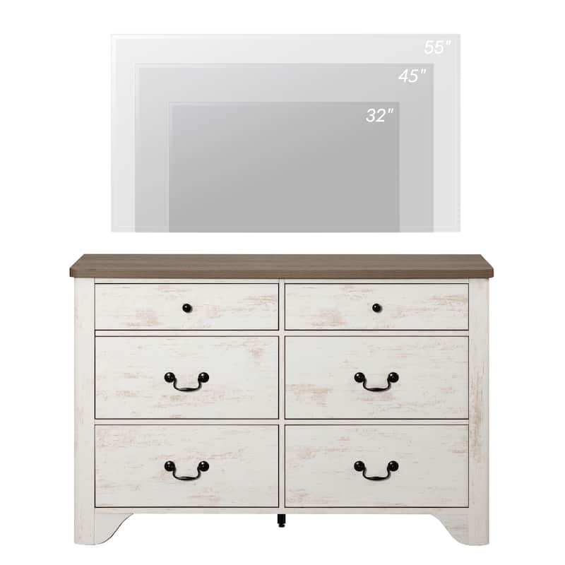 WAMPAT 6 Drawers Dresser for Bedroom, Farmhouse Dresser Wooden Dresser