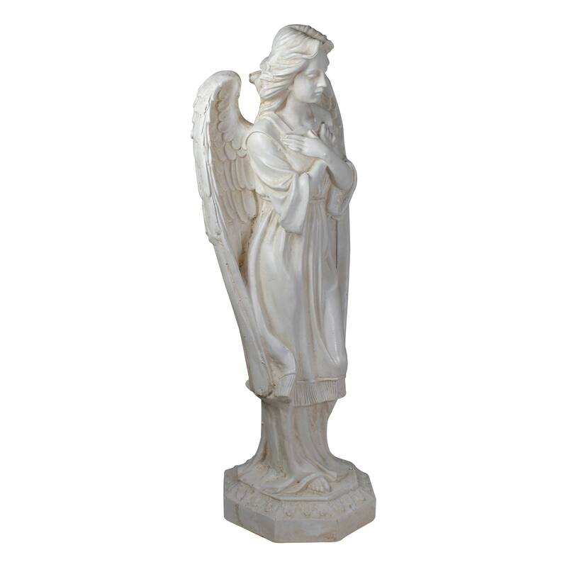 30" Ivory Angel with Arms Folded Outdoor Garden Statue