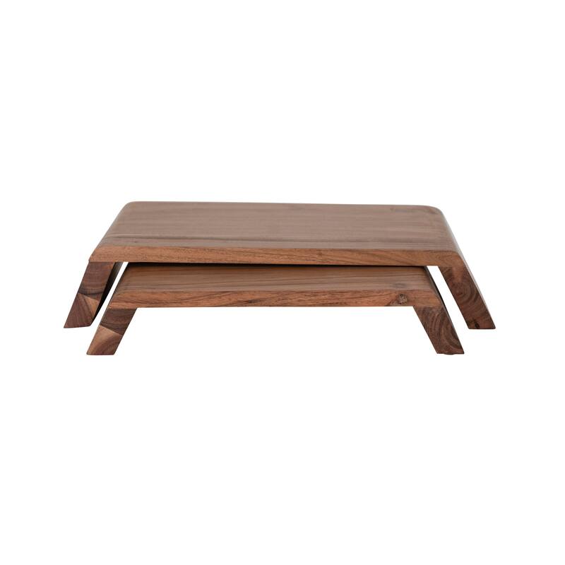 Acacia Wood Nesting Pedestals - 17.0"L x 10.0"W x 3.0"H - 17.0"L x 10.0"W x 3.0"H - Natural