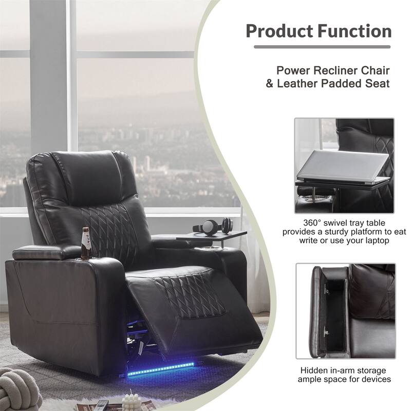 Merax Power Motion Recliner with USB Charging Port and Hidden Arm Storage