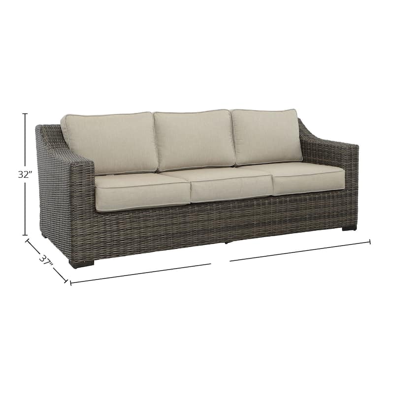 Jarrow Rattan Wicker Sofa, Brown/ Gray