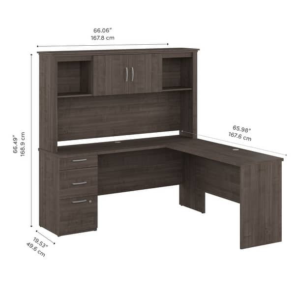 Logan 65W L Shaped Desk with Hutch by Bestar Bed Bath & Beyond 36043476