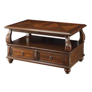 Yaztrie Walnut 4-drawer Coffee Table with Open Shelf