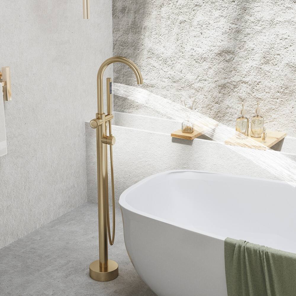 Modland 46'' Outdoor Shower System 316 Stainless Steel Thermostatic Freestanding Poolside Faucet with Swivel Spout - 46'' H