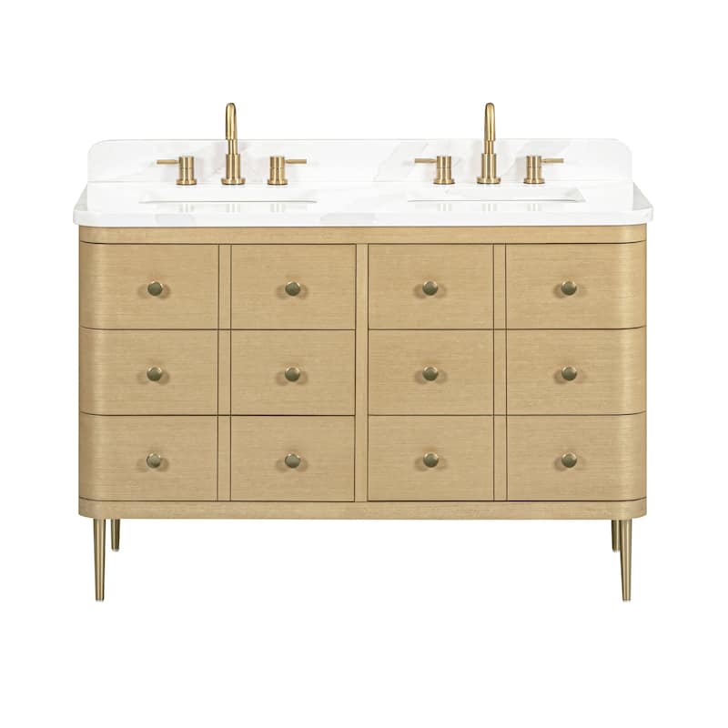 Serena Bathroom Vanity in Light Oak with Calacatta Quartz Top