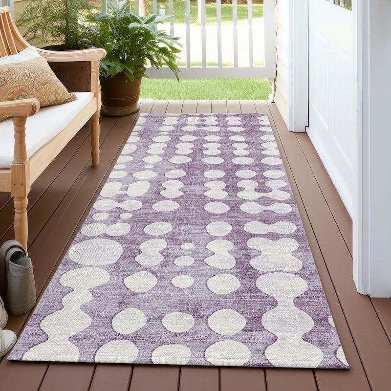Machine Washable Indoor/ Outdoor Chantille Dots Abstract Rug - Purple - 2'3" x 7'6"