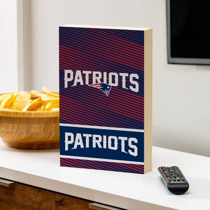New England Patriots Wooden Tabletop Mantel Shelf Sign - 8" x 12"