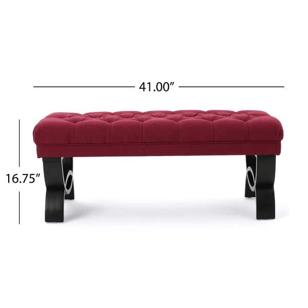 dimension image slide 3 of 10, Scarlette Tufted Fabric Ottoman Bench by Christopher Knight Home - 41.00" L x 17.25" W x 16.75" H