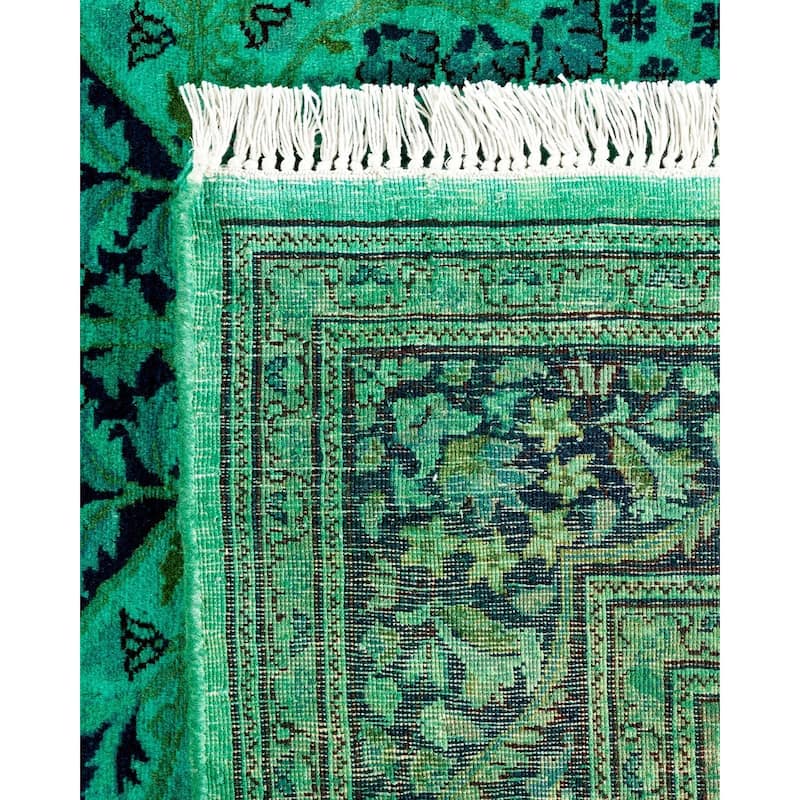 Overton Hand Knotted Wool Vintage Inspired Modern Contemporary Overdyed Black Area Rug - 4' 2" x 6' 4"