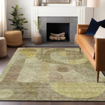 Machine Washable Indoor/ Outdoor Contemporary Geo Chantille Rug