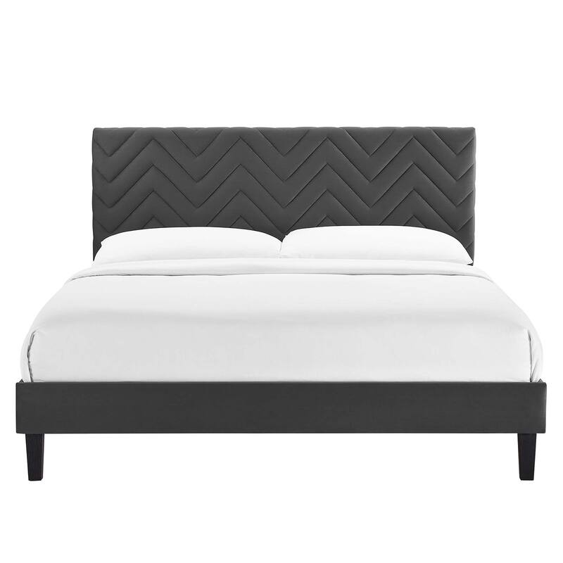 Leah Chevron Tufted Performance Velvet Full Platform Bed