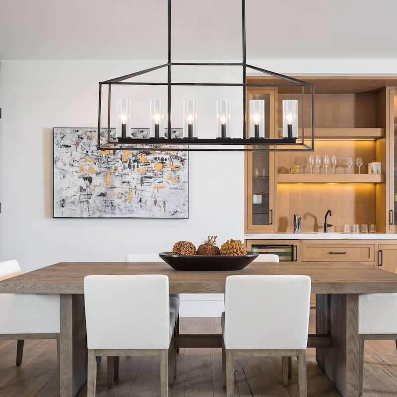 Modern Kitchen Island Chandelier, Farmhouse 6-Light Semi Flush Mount Chandelier for Dining Room Living Room Bedroom