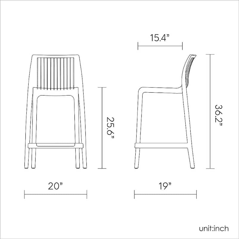 Milos Resin Stackable Counter Stools, Set of 2