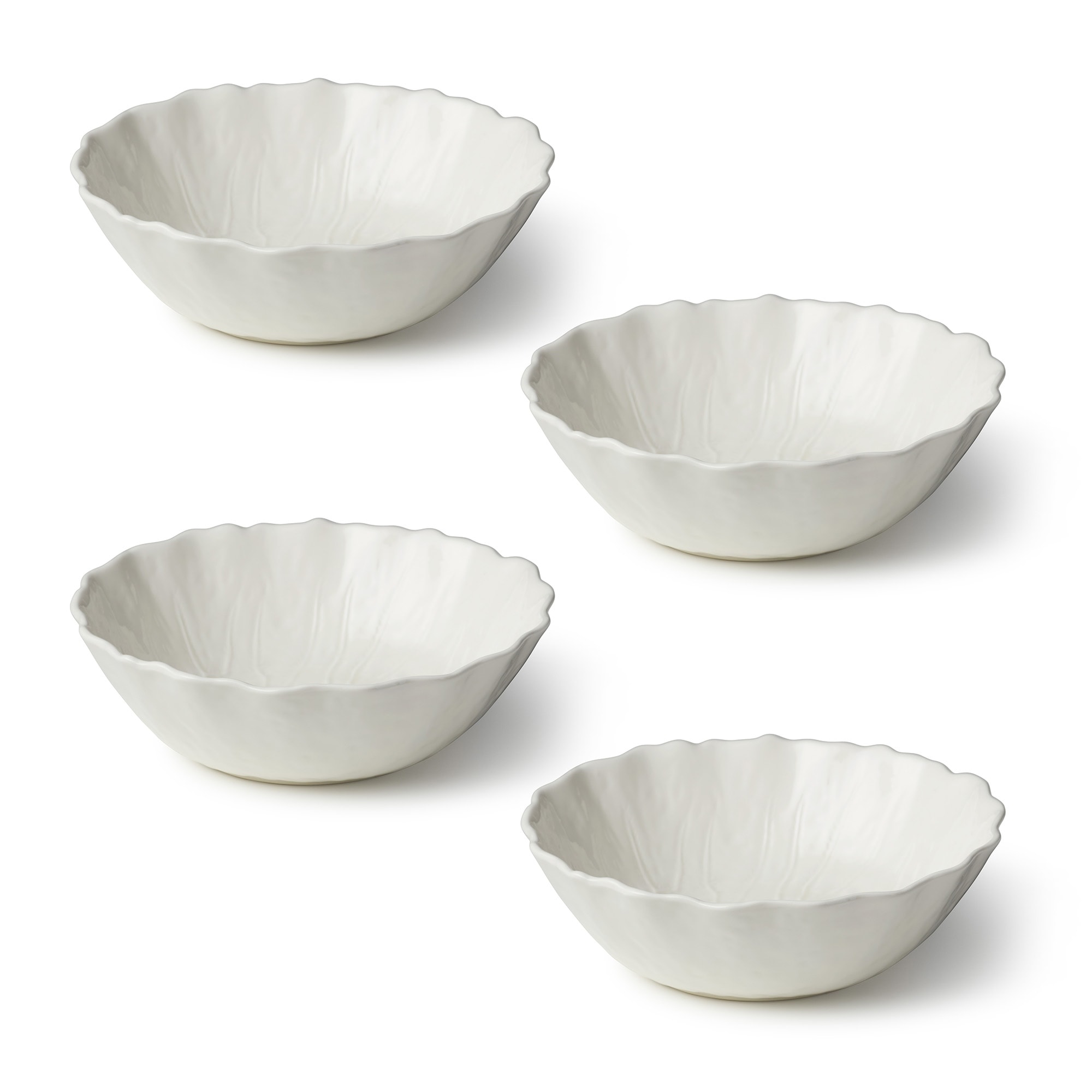 Certified International Le Jardin White Cabbage 3-D Soup Bowls 8.5" x 2.75", Set of 4 - 8.5"W x 2.75"H x 8.5"L