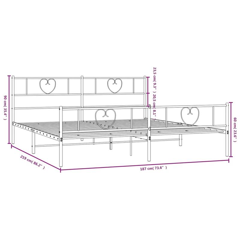 vidaXL Metal Bed Frame, No Mattress