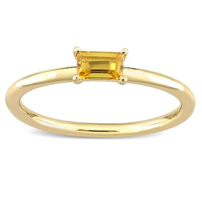 Miadora 10k Yellow Gold Yellow Sapphire Solitaire Stackable Baguette Ring