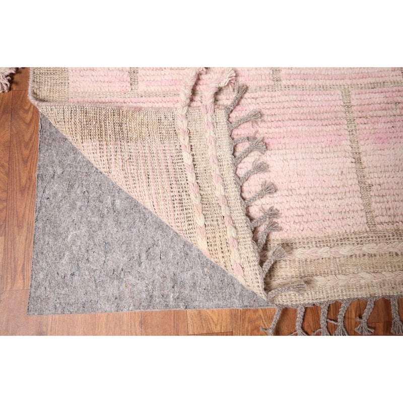 Pink Moroccan Area Rug Handmade Wool Carpet - 9'0"x 12'6"