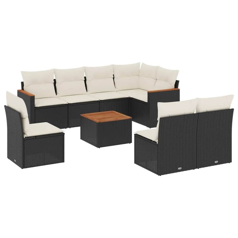 vidaXL Patio Sofa Set with Cushions Outdoor Conversation Furniture Poly Rattan