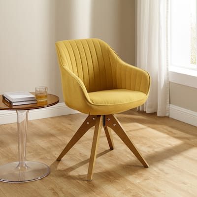 Art Leon Modern Home Office Swivel Arm Accent Chair with Wood Legs