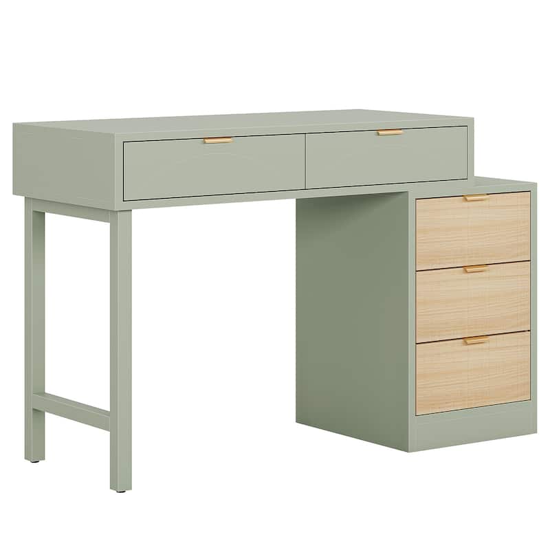 Modern Wood Makeup Vanity Desk Table with 5 Storage Drawers