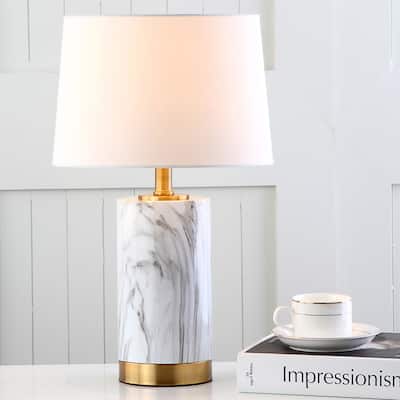 SAFAVIEH Lighting Piper 18.25-inch White/ Black Marble Table Lamp - 11" x 11" x 18.25" - 11Wx11Dx18H