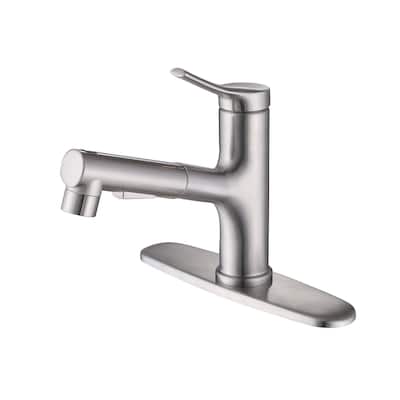 7.8" H Single-Handle Bathroom Sink Faucets with Pull Out Sprayer, Single Hole Vessel Faucet With Deck Plate