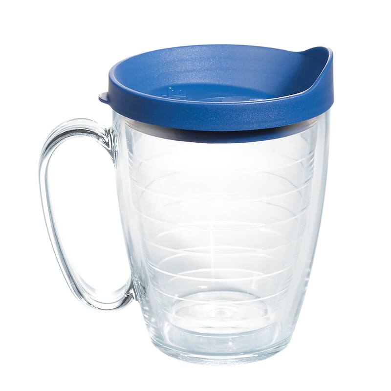 Tervis Clear & Colorful Lidded Made in USA Double Walled Insulated Travel Tumbler, Blue Lid - 16oz Mug - 16oz Mug
