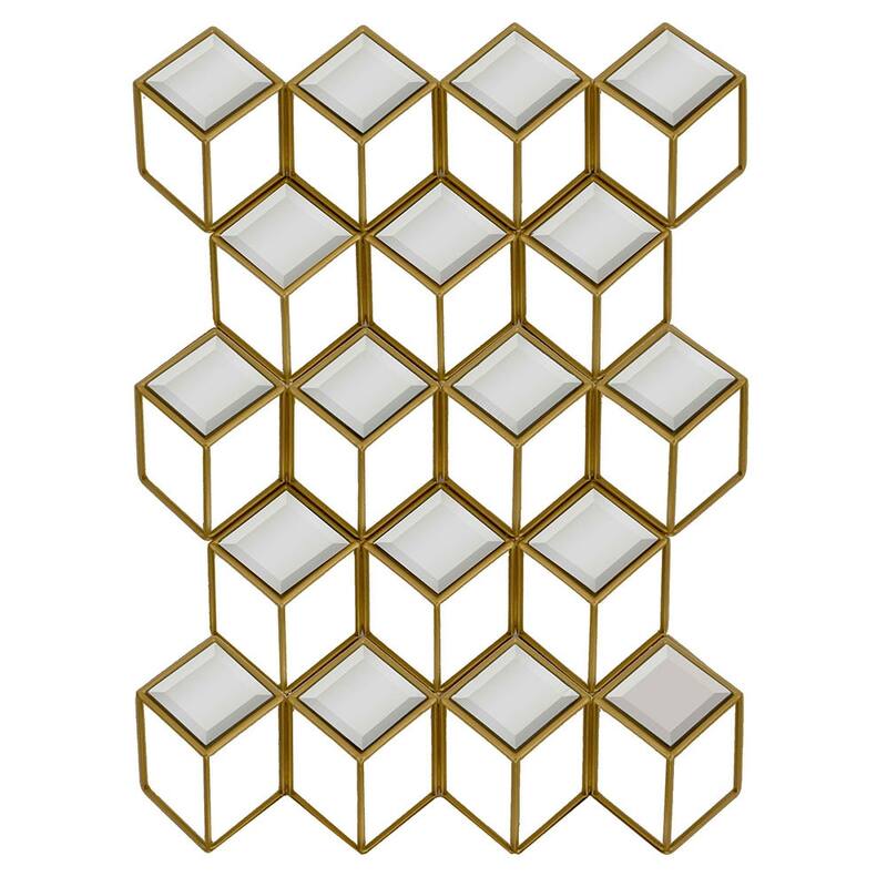 HomeRoots 33" Gold Metal Accent Mirror - 24.00 in. x 33.00 in. x 4.00 in.