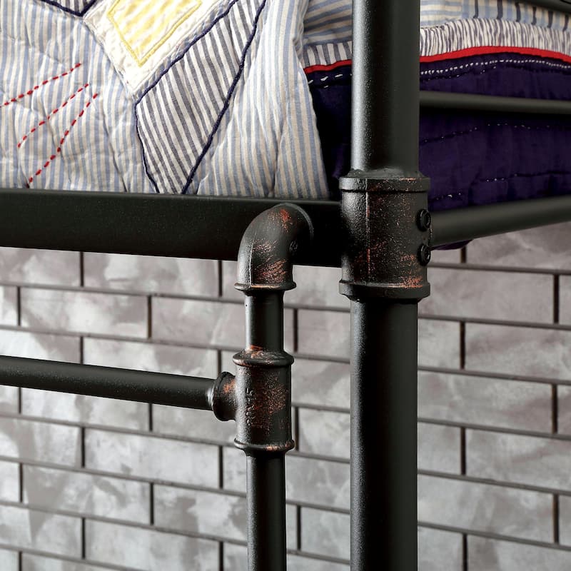 Wini Industrial Black Full over Full Metal Bunk Bed by Furniture of America