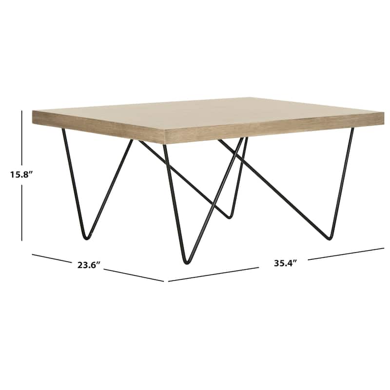 SAFAVIEH Harlene Mid-Century Modern Light Grey / Black Coffee Table - 35.4" x 23.6" x 15.8" - 35Wx24Dx16H