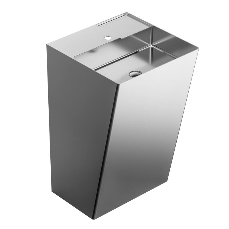 Karran Cinox Stainless Steel Rectangular Pedestal Sink - Stainless Steel
