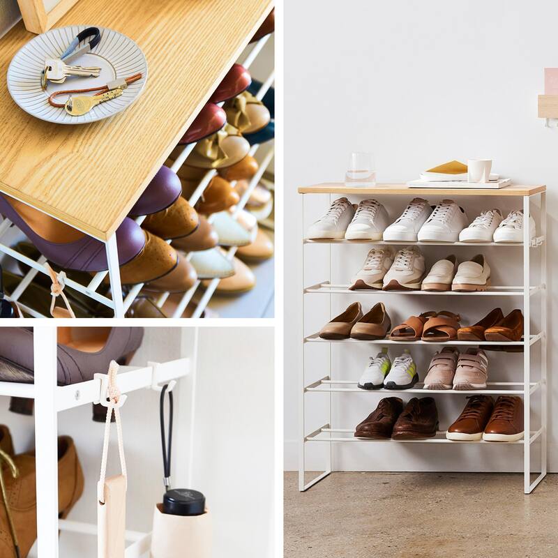 Yamazaki Home Six-Tier Shoe Rack, Steel, Holds 18 to 21 shoes, Holds 39.6 lbs - L 9.84 x W 25.98 x H 34.25 inches