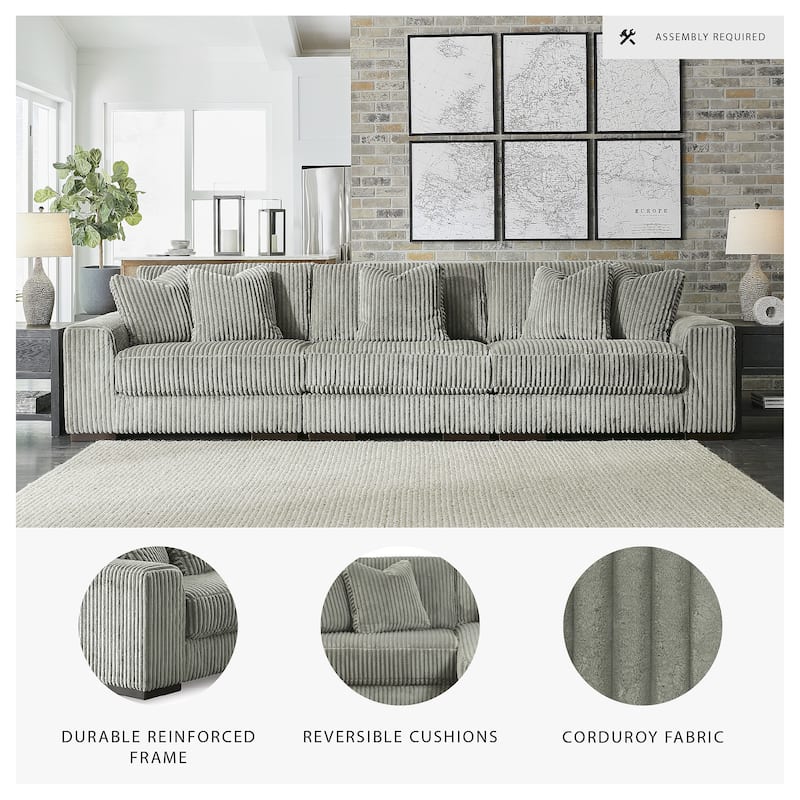 Signature Design by Ashley Lindyn Gray 3-Piece Sectional Sofa - 137" W x 43" D x 38" H