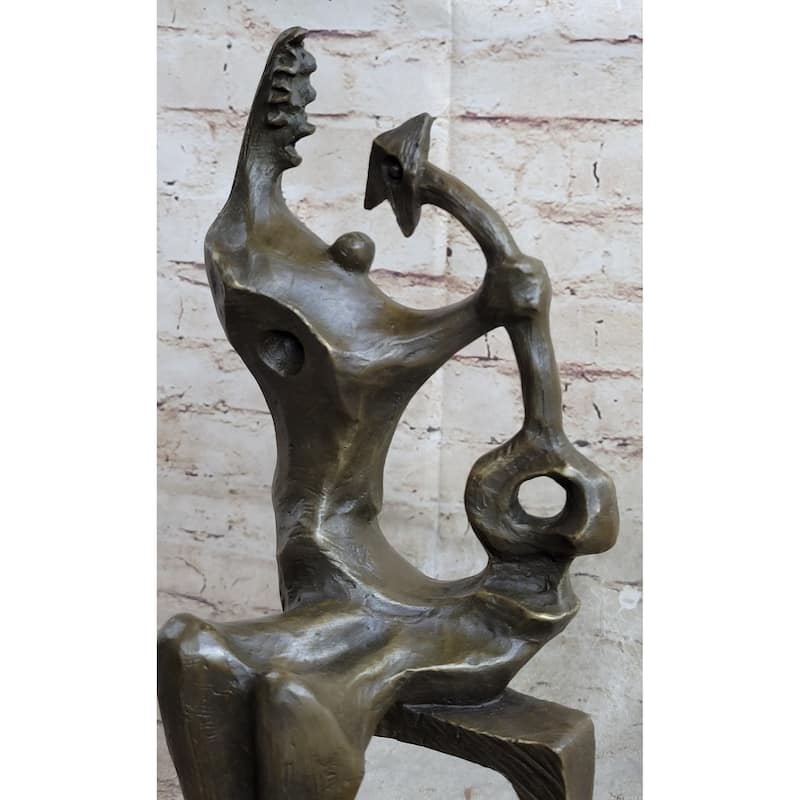 Signed Henry Moore Abstract Modern Art Mother And Child Bronze Sculpture Statue