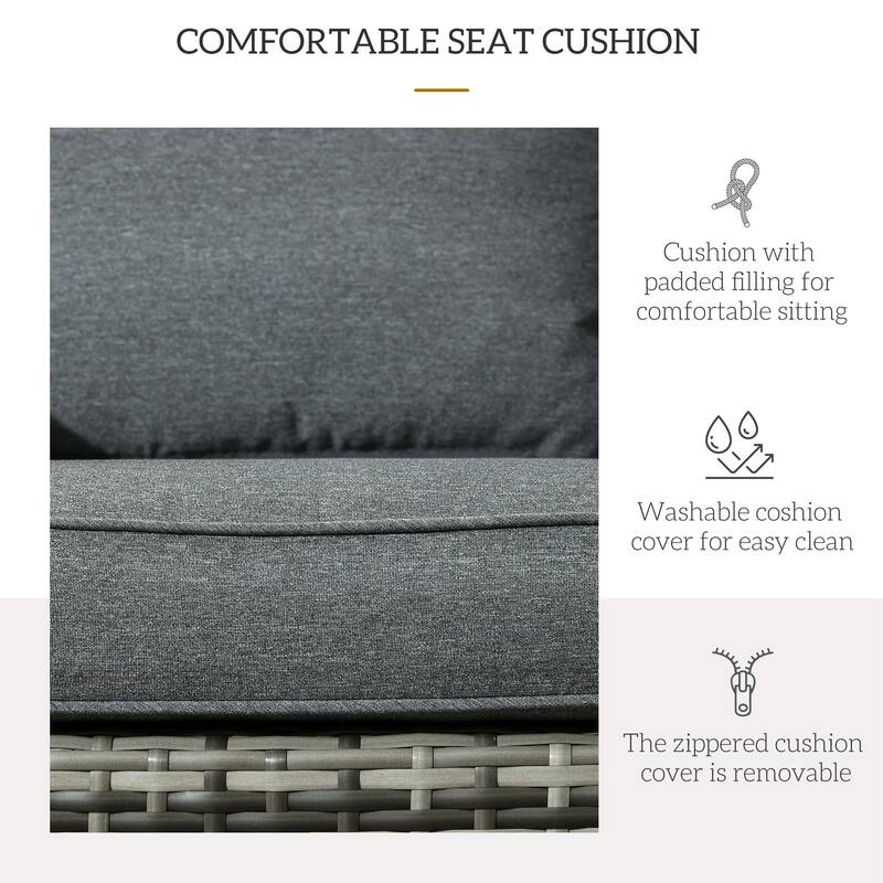 Outdoor Wicker Adirondack Chair, Patio Fire Pit Chair with Soft Cushions, Tall Curved Backrest & Armrests