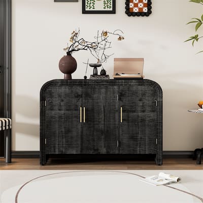 Retro Minimalist Curved Sideboard with Handles and Adjustable Dividers
