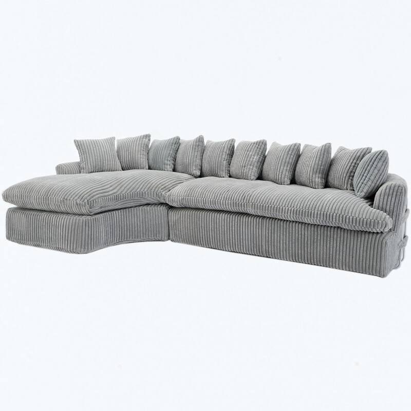 127" Modular Sectional Upholstered Sofa, L Shaped Couch with 10 Pillows, Modern Curved Couches with Left Chaise Lounge