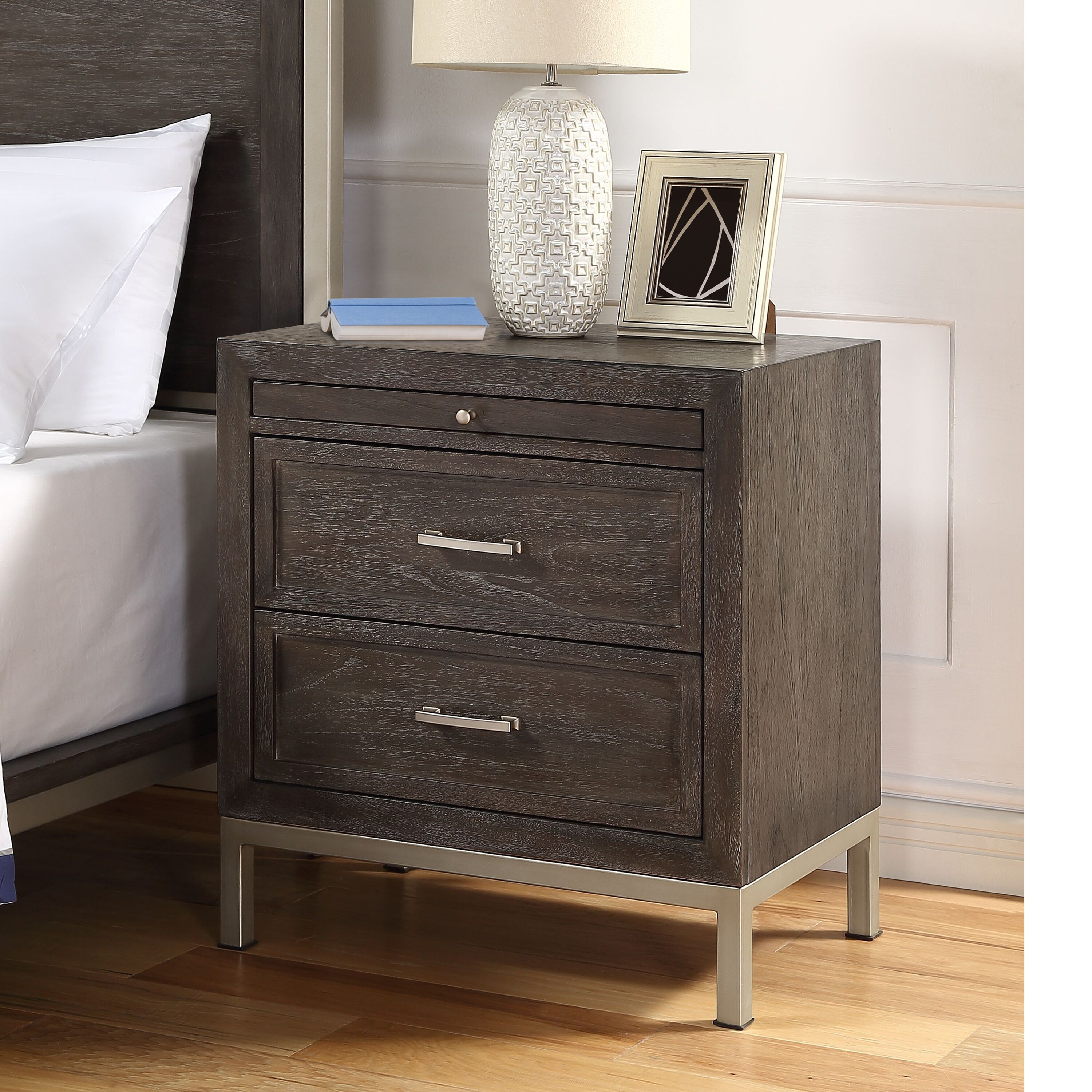 Strick Bolton Bremond 2 drawer Walnut Nightstand